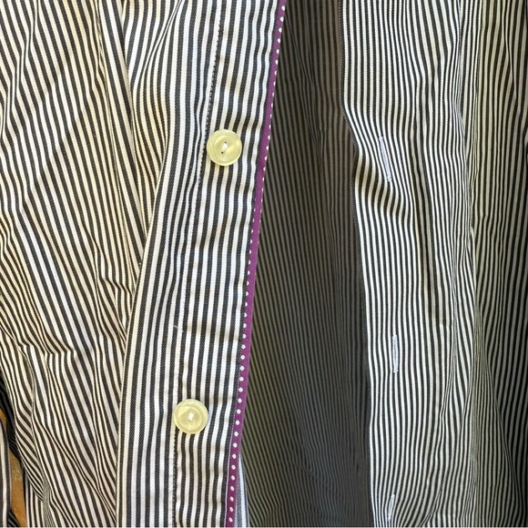 ETON Men’s Navy White Striped Long Sleeve Button Down Dress Shirt Size 43 17 - Picture 5 of 12